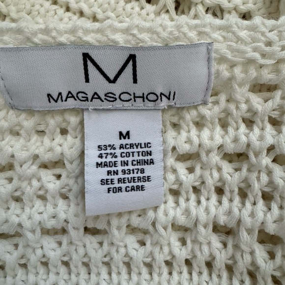 Magaschoni Cream Boat Neck Open Knit Crochet-Like Pattern Medium - Picture 4 of 6